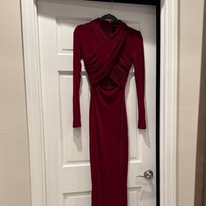 Bardot Deep Red Long Sleeve Dress